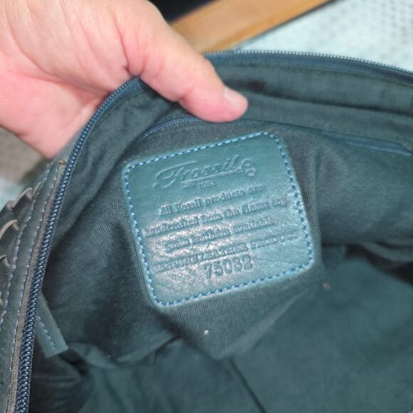 FOSSIL XL GREEN LEATHER HOBO BAG - Picture 5 of 6